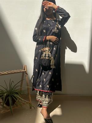 Embroidered Silk Stitched Suit